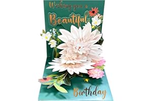 ‎YIANHIEN YianHien Lotus 3D Geburtstagskarte Frau, Handgemachte Edle Lotus Blumen Pop Up Karte Geburtstag Geschenk für Frauen Mama Ehefrau Freundin Oma Tante Schwestern, Überraschung Klappkarte, Happy Birthday