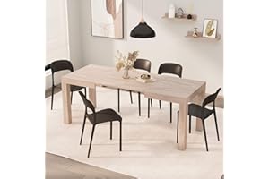 Mobili Fiver, Tavolo Allungabile First, 120(200) x80 cm, Olmo Perla, per 6-8 persone, Tavolo Cucina, Soggiorno, Made in Italy