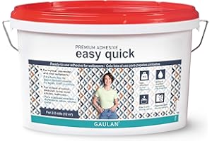 GAULAN Premium Adhesive EASY QUICK Colle de haute qualité pour papiers peints standards, vinyles ou non tissés, résistante à l'humidité. Pot de 2,5 kg