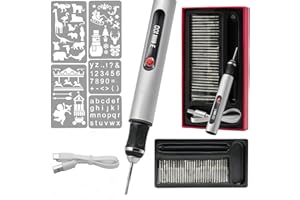 RUNPEAK Gravierstift – Kabelloser elektrischer Gravur Stift mit 30 Bits, tragbarer Gravierstift für über 50 Materialien, wiederaufladbares Design für Künstler und DIY-Anwender