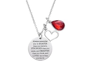 LParkin You are Braver Than You Believe Awareness Necklace Birthstone Graduation Gift Best Friend Encouragement Gifts