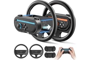Rysker 2 Confezioni Dock di Volanti & Grip per Nintendo Switch 2 2025, Volante da Corsa con Joy-con 2 Impugnatura Staccabile per Mario Kart World 8 Deluxe, Volanti Switch 2 Accessories Kit (Nero)