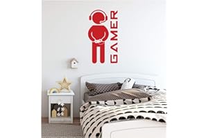 StickerDeen | Computer Gamer - Gaming Kids Children Boys Girls Teenager Bedroom, Man Cave Room Home PC Xbox PS Wall Art Vinyl Decal Sticker Gift | (Large) (Red)