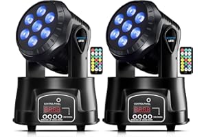 BETOPPER Moving Head Dj Lights,7 x 8W RGBW Stage Lighting Mini Moving Head, DMX DJ Disco Lights Sound Activated, Mini Moving Heads Wash Light for Parties, Club, Concert, Wedding, Disco Events(2 Packs)