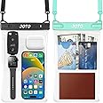 JOTO Large Waterproof Phone Pouch, IPX8 Big Dry Bag Underwater Phone with Lanyard for iPhone 15 14 13 Pro Max, Galaxy S24 Ultra S23 S22, Waterproof Wallet for Beach- 2 Pack, Backgreen