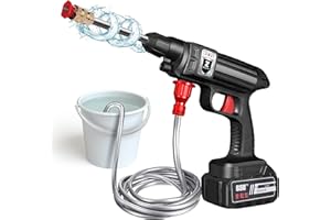 LIFELLERY Nettoyeur Haute Pression sans Fil, Pistolet à Eau Portable avec 5m Tuyau, Nettoyeur Haute Pression sur Batterie, Pot en Mousse, Adapté pour Nettoyer Les Voitures, Sols (A-1 Batterie)