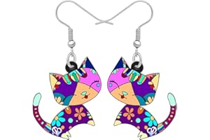 LONYOO Acrylique Chaton Boucles d’oreilles Chat Pendantes Anime Bijoux de Chat Cadeaux Femmes Filles Charms
