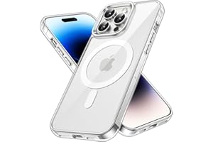 ‎JETECH JETech Magnetyczna Etui dla iPhone 14 Pro Max 6,7 Cala Kompatybilny z MagSafe Bezprzewodowy Ładowanie, Antywstrząsowy Phone Bumper Case, Przezroczysty Tył, Odporny na Zarysowania (Przezroczyste)