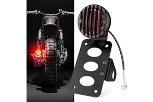 Amazicha Motorcycle Tail Light LED Brake Light Rear Light 1" Side Mount License Plate Bracket Holder Compatible for Harley Bobber Chopper Cruiser Custom Bike Honda Yamaha Suzuki Kawasaki