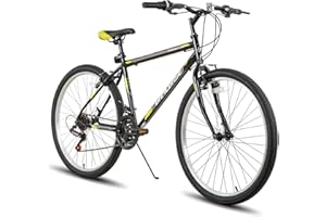 HH HILAND HILAND 24/26 inch Mountain Bike for Youth, 21 Speeds Mountain Bicycle for Men Women with High Carbon Steel Frame, Sport Cycling Youth MTB Bicycle, Black/White