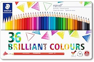 STAEDTLER 157 M36 Ergosoft Triangular Colouring Pencils - Assorted Colours (Tin of 36 Pencils)