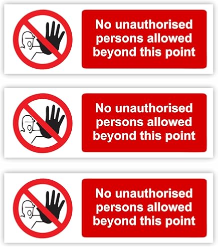 Viking Signs Cartello Vietato L'Accesso | 'No Access For Unauthorised Persons' | Plastica Semirigida 1mm | 200x150 Mm | Rosso/Bianco Per Interni/Esterni - 4