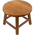 Consdan Handcraft Solid Oak Wood Stool for Kids, Adult Doorway Shoe Changing Stool, Living Room Read Rest Seat, Round Individual Low Stool(Chocolate)