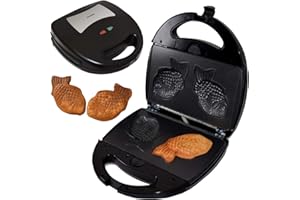 ‎SYNTROX GERMANY Syntrox Germany Taiyaki Maker japanisches Gebäck in Form eines Fisches Chefmaker SM-1300W Fish mit herausnehmbaren Backplatten