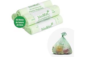 bioMat Bolsas de Basura Compostables 30l, 50 Bolsas, Certificado DINplus, Climáticamente Neutro