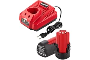 Energup 2X 12V 3,5Ah Batterie et Chargeur pour Milwaukee Batterie 12V 48-11-2411 48-11-2402 48-11-2440