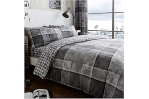 GC GAVENO CAVAILIA Lujo Denim Check – Juego de Funda de edredón y Funda de Almohada poliéster, Gris, King (230 x 220cm)