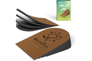 Welnove Orthopädische Ferse Lift für Schuhe -(1-Paar) 4 Lagen Verstellbare Schuhheber für ungleiche Beine Beinlänge Diskrepanz, Fersenschmerzen, Plantarfasziitis - Mittlere,Braun