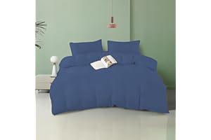 BESCH Juego de Funda Nórdica Microfibra 4 Piezas Ultra Suave, Ligero y Transpirable para Cama 135-1 Funda Edredón 220x220cm, 2 Fundas de Almohada 50x75cm y Bajera Ajustable 135x200+25cm (Azul)