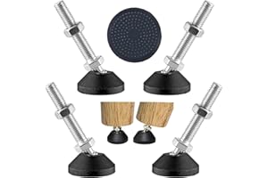 UNI-FINE SHOP Uni-Fine M8 x 50 mm Diameter 40 mm Adjustable Foot Adjustment Screw, Furniture Foot Base Can Carry 450 kg Adjustable Feet Adjusting Screw Adjusting Base Maximum 15° Tilt