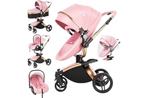 Magic ZC 3 in 1 Sistemi Modulari Sistema da Viaggio per Bambini Passeggini Compatti Reclinabile Passeggino Carrozzine Standard Pieghevole Portatile Passeggino Neonato 0-36 Mesi (906 Pink)
