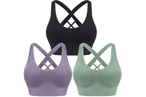 HANERDUN Damen Sport BH Starker Halt Sport-BH Crossback Push up Sports Bra Nahtlose Ohne Buegel mit Abnehmbaren Gepolstert für Fitness Lauf Yoga Joggen