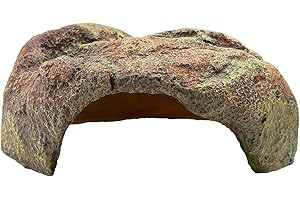 ZXUAQNOE Extra Large Resin Reptile Hide for Ball Pythons, Snakes, Lizards, Leopard Geckos, Bearded Dragons - Simulation Rock Hideout Cave for Habitat