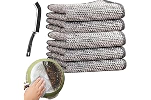 SHAYONAM 3 Pack Non-Scratch Wire Dishcloth & Gaps Cleaning Brush, Multipurpose Wire Dishwashing Rags for Wet and Dry, Easy Ri