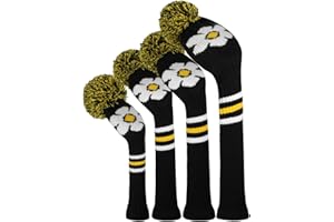 Scott Edward Knit Golf Wood HeadCovers, Set of 4, Fit Driver (460CC) Fairways hybrid/UT, Soft and Thick, Eyes-catching, Black Red White Stripes