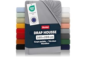 Blumtal Drap- housse en microfibres 160 x 200 x 30 cm - 1er- Set Gris