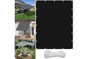 WGLF SUN Sun Shade Sail Square 2.3 x 3.4 m(7.5 x 11.2ft) Waterproof Privacy Screen Garden with Free Rope UV Block Weather-Resistant with Grommets Pes Shade Netting for Carport Swimming Plants, Black