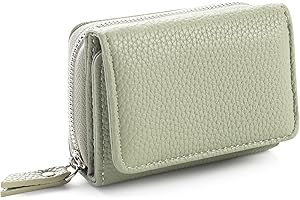 RRANCHARLTU Portafoglio Donna Piccolo in Pelle Portamonete Donna con Cerniera Coin Grande Capacità Mini Portafoglio con Slot Per Schede, Verde