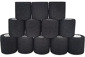 COMOmed Non-woven fabric self-adhesive Bandage venda cohesiva Mascota Vendaje negro 5cmX4.5m 12 Volumen