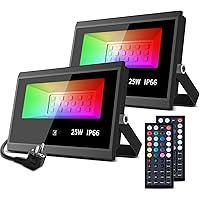 MustWin RGB Strahler 25W LED Strahler 2er mit Fernbedienung IP66 Wasserdicht Fluter Farbwechsel Dimmbar Außenstrahler…