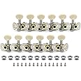Metallor 12 Strings Acoustic Guitar Tuning Pegs Chrome Plated Machine Heads Single Hole 6L 6R.