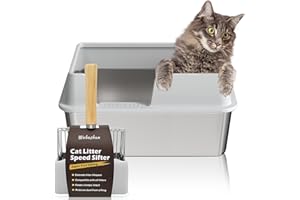 WUBUSHAN Lettiera gatto acciaio inox, Stainless steel litter box, Lettiera gatto aperta, Toilette per gatti, Lettiera gatto xxl, Bordo alto, Non si Attacca ai Residui, Non Attira Gli Odori, Facile da Pulire