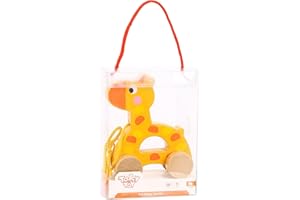 Tooky Toy 921 TKC266 EA Wooden Pull Along Giraffe (EXP), yeollow