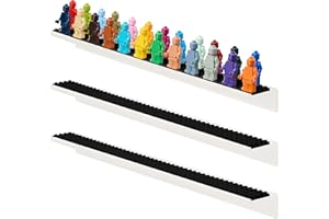 Tapeera 3-Pack Minifigure Display Case Holds Up To 72 Figures - Acrylic Floating Shelf Display With Brick Building Baseplates - Figure Display Cabinet Wall Mount - Minifig Organizer (Black Baseplates)