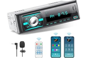 LSLYA Radio Coche Bluetooth Manos Libres 4X60W Radio Coche con App Control, Autoradio Bluetooth Soporte FM/ MP3/7 Luces de Color/AUX/EQ/TF/2 USB.