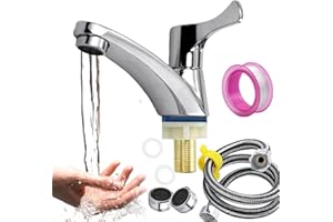 GD HUA Rubinetto singolo per acqua fredda da cucina, piccolo rubinetto per acqua fredda, rubinetto monocomando per bagno, rubinetto per acqua fredda con tubo di collegamento da 60 cm, rubinetti per