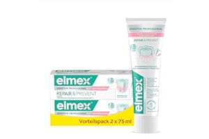 ‎ELMEX elmex Sensitive Professional Repair & Prevent Toothpaste 2 x 75 ml - Medical Teeth Cleaning for Immediate*, Lasting Protection - Prevents Gum Retression & New Pain