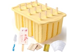 SINNSALLY Eisformen Silikon,Eisformen Eis am Stiel Silikon,Popsicle Formen Set,Stieleisformen,Eisförmchen mit Stiel,Ice Cream Lolly Mold Eiscreme Form Eis-Pop-Hersteller Eis Selber Machen (12-Gelb)