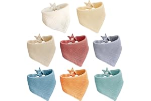 Foydream Bébé Bavoirs, 8 Pièces Naissance Bebe Nouveau Mousseline Bandana Bave Bavoirs pour Unisexe Bébé Filles Garçons Bave et Dentition