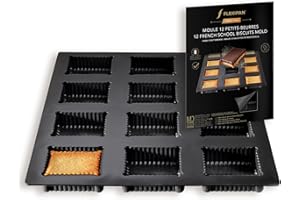 SILPAT Flexipan Moule Petit Beurre - 12 Biscuits Tablette Chocolat, Sablés, Gateau Maison - Cuisson Homogène, Antiadhésif, Multi-Usages - Accessoire Moulage Petit Ecolier, Patisserie, Cuisine