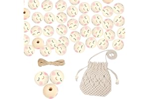 NEXORIA Holzkugeln Mit Gesicht, 100Pcs Holzperlen Mit Gesicht Holzkugeln Mit Gesicht Für Sorgenwurm Holzkugeln Natur 20mm Mit Gesicht Für Schmuck Machen Zubehör, Keine Tasche, A