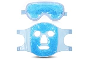 QIANYU 2 mascarillas de silicona reutilizables, máscara de ojos de gel, máscara de envoltura facial de hielo, máscara de enfriamiento de hielo, máscara de enfriamiento para el frío, compresa caliente para