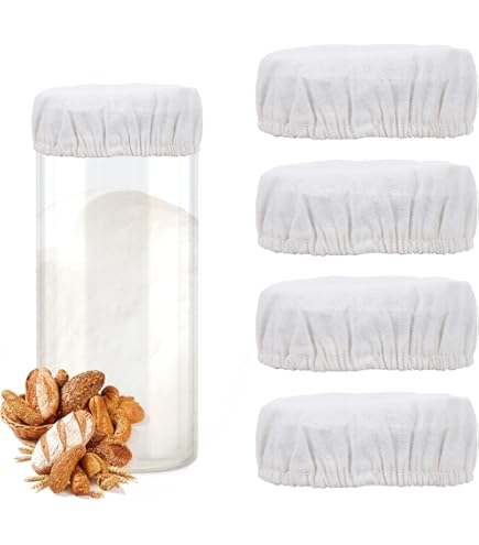 Set van 6 herbruikbare gistingsdeksels voor potten van 7,6 tot 10,2 cm, van ademende elastische stof, voor weckpotten met brede opening en normale mond