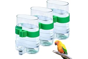 CHMISS 3 Pezzi Mangiatoia per Uccelli Automatica Distributore D'acqua Gabbia Per Uccelli Dispenser per Pappagalli per Pappagalli, Pappagallini, Uccelli Innamorati（7.5X13.4cm）