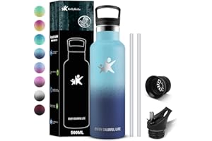 KollyKolla Bottiglia Termica 500ml, Borraccia Termica Bambini, Borraccia con Cannuccia, Borraccia Acciaio Inox, Senza BPA, Senza Perdite, Borracce Bambini, Scuola, Sport, Ciclismo, Palestra, Ufficio