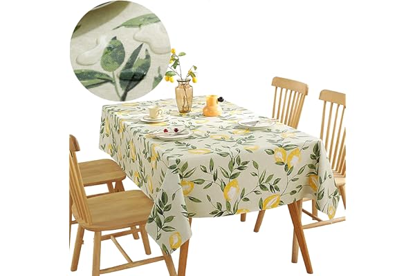 Bordsduk rektangulär 100 x 140 cm, PVC vattentät smutsavvisande vaxduk, tvättbart matbord skydd, Trädgårdsduk, bordsduk för bröllop, vardagsrum, matsal, balkong (gul 1)
